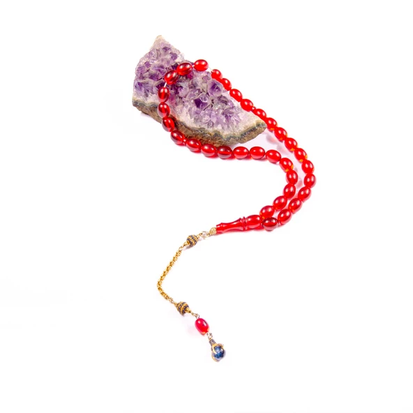 Beyzi Kesim 11x9 mm Özel Seri Ateş Kehribar  Tesbih - Resim 2