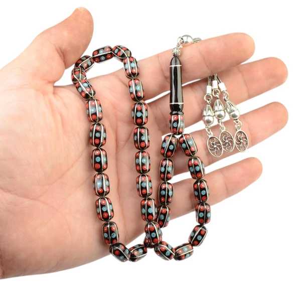 Kapsül Kesim 12x8 mm İşlemeli Erzurum Oltu Tesbih - Resim 2