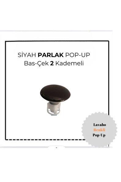 İZ YAPI RENKLİ LAVABO POP UP + SİFON PARLAK SİYAH - 4