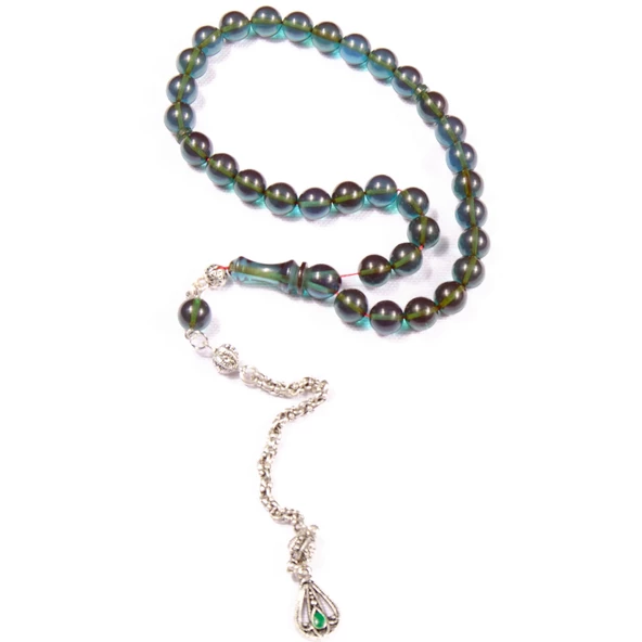 Küre Kesim 8x8 mm Bilek Boy Ateş Kehribar Sistem Püsküllü Tesbih ürün görseli 1