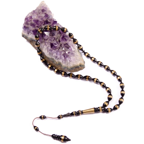 Arpa Kesim 10x6 mm Pirinç Sarmal Kuka  Sistem Püsküllü Tesbih - Resim 2