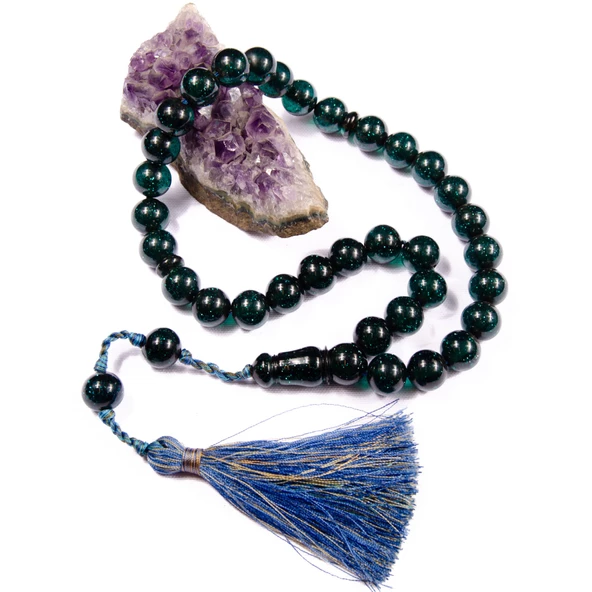 Küre Kesim 16x14 mm Koleksiyonluk İri Boy Simli Katalin 48 cm Saray Püsküllü Tesbih - Resim 2