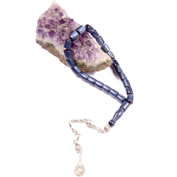 Kesme Kesim 10x8 mm Efe Boy Katalin  Alpaka Püsküllü Tesbih - Resim 2