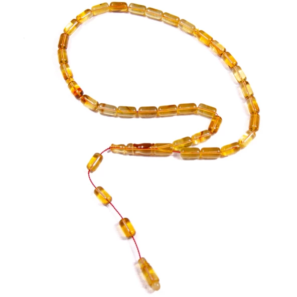 Kapsül Kesim 13x7 mm Damla Kehribar Sistem Püsküllü Tesbih 18,80 GRAM