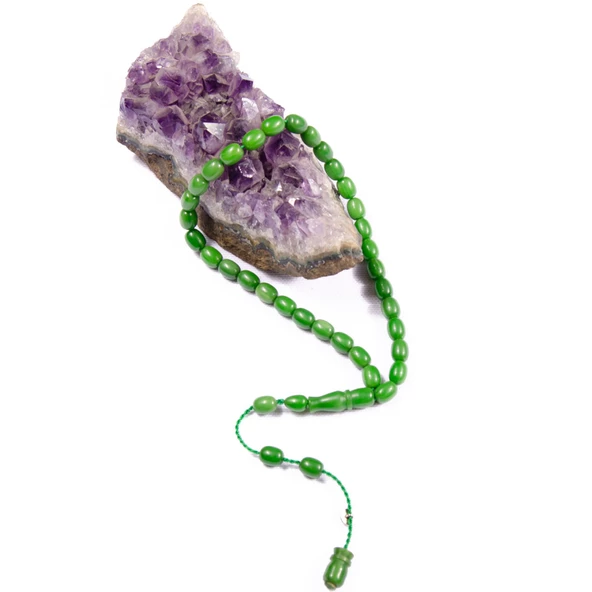 Kapsül Kesim 8x6 mm Bilek Boy Sıkma Kehribar Sistem Püsküllü Tesbih - Resim 2