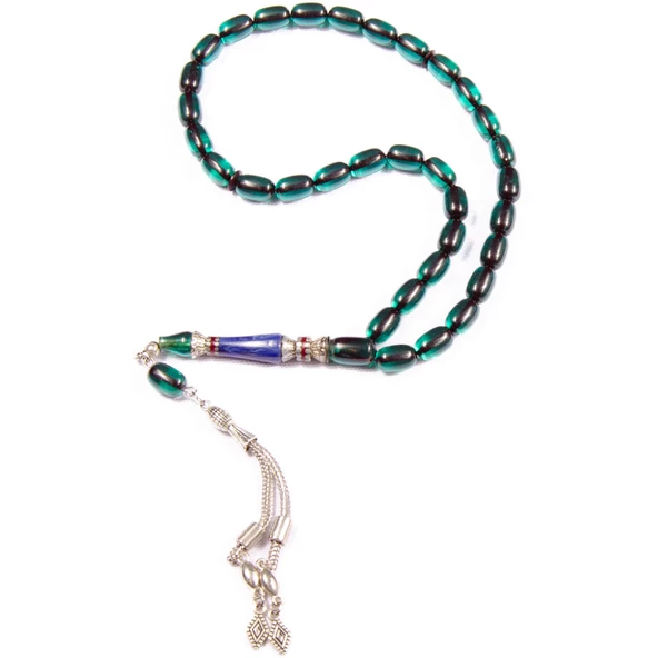 Kapsül Kesim 11x8 mm Nakkaş İmameli Ateş Kehribar  Alpaka Püsküllü ürün görseli 1