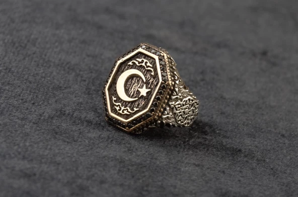 Ayyıldız Gümüş Yüzük 14,70 Gram - 2