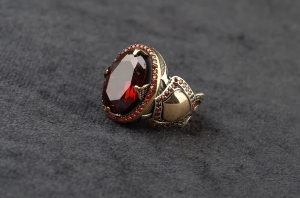 Yakut Taşı Gümüş Yüzük 18Gram - 2