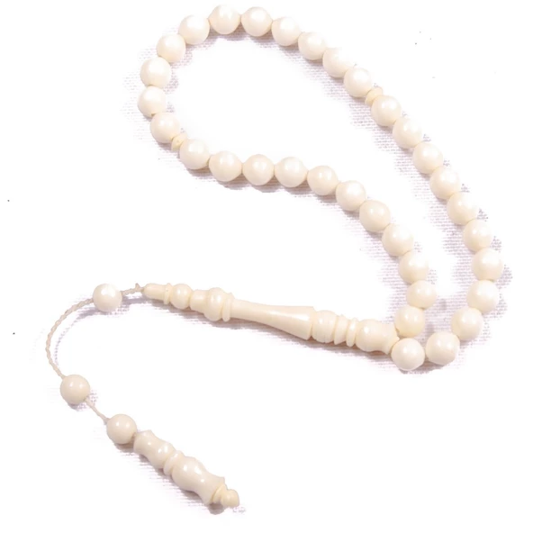 Sığırcık Kesim 8x8 mm Deve Kemiği Sistem Püsküllü Tesbih ürün görseli 1