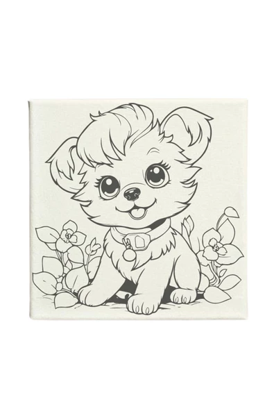 dudugift OKUL Etkinliği-2'li Tuval Boyama Seti. 20x20 Cm Uv Baskı 6 Akrilik Boya 1 Fırça-model-184 - 3