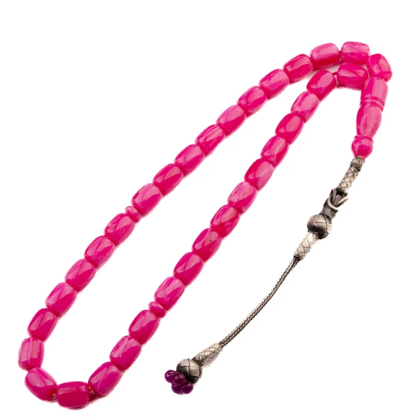 Özel Seri Kazaz Kapsül Kesim 11x8 mm Katalin Gümüş Püsküllü Tesbih ürün görseli 1