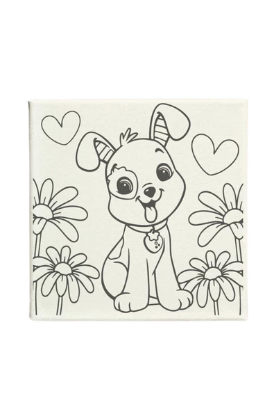 dudugift OKUL Etkinliği-2'li Tuval Boyama Seti. 20x20 Cm Uv Baskı 6 Akrilik Boya 1 Fırça-model-174 - 2