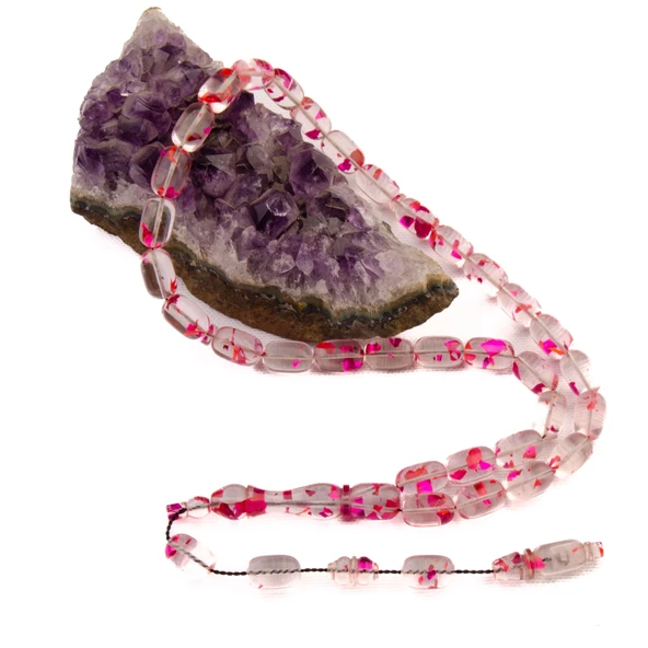 Kapsül Kesim 12x8 mm Parçacıklı Uçak Camı Sistem Püsküllü Tesbih - Resim 2