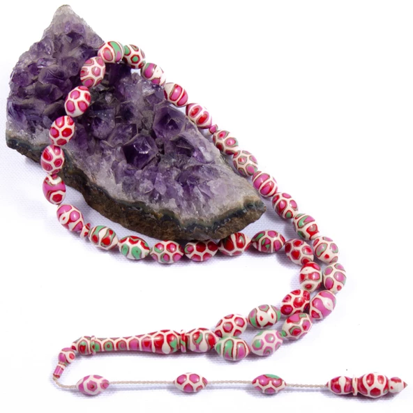 Özel Seri Arpa Kesim 12x8 mm Katalin Sistem Püsküllü Tesbih - Resim 2