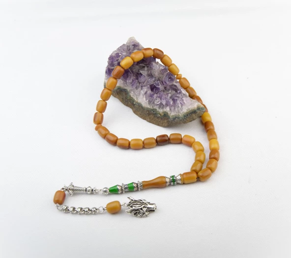 Nakkaş İmame İşçilikli Yeni Döküm Katalin Tesbih 11x9mm Alpaka Püskül - Resim 2