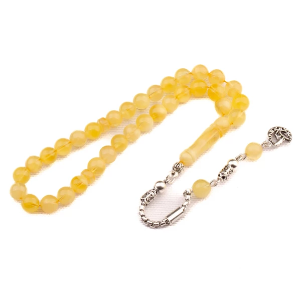 Küre Kesim 7x7 mm Damla Kehribar Gümüş Püsküllü Tesbih 11,60 GRAM ürün görseli 1