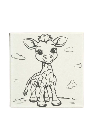 dudugift OKUL Etkinliği-2'li Tuval Boyama Seti. 20x20 Cm Uv Baskı 6 Akrilik Boya 1 Fırça-model-179 - 3