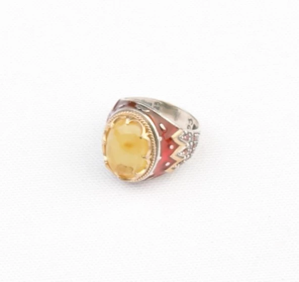 DAMLA KEHRİBAR TAŞLI GÜMÜŞ YÜZÜK 8,7 GRAM