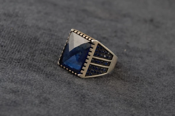 Safir Taşı Gümüş Yüzük 12Gram - 2