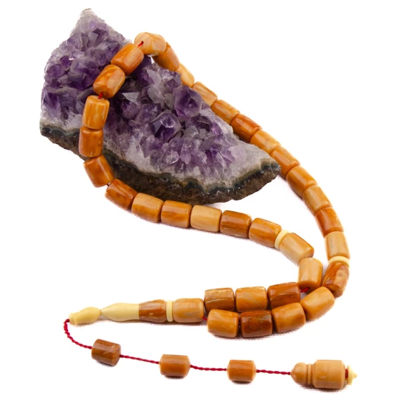 Usta İşi Majöng İmameli Kesme Kesim 12x9 mm Sistem Püsküllü Kuka Tesbih - Resim 2