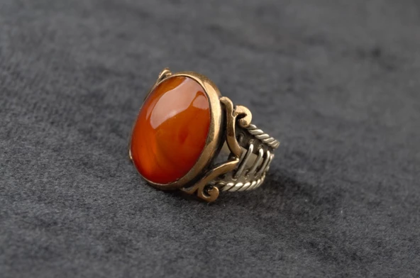 Sıkma Kehribar Taşı Gümüş Yüzük 13,50 Gram - Resim 2