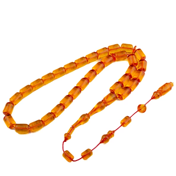 Özel Seri Kesme Kesim 11x8 mm Ateş Kehribar Sistem Püsküllü Tesbih