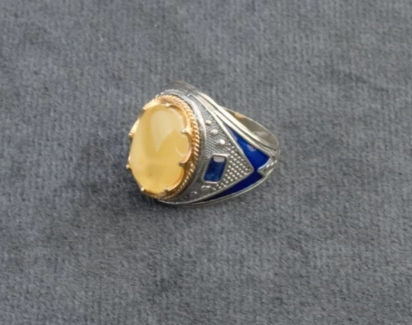 DAMLA KEHRİBAR TAŞLI GÜMÜŞ YÜZÜK 7,7 GRAM - 2