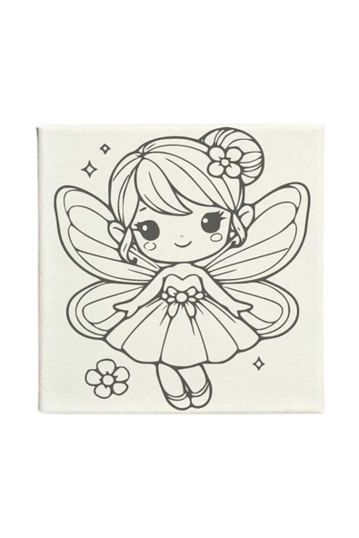 dudugift OKUL Etkinliği-2'li Tuval Boyama Seti. 20x20 Cm Uv Baskı 6 Akrilik Boya 1 Fırça-model-168 - 3