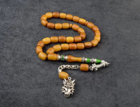 Nakkaş İmame İşçilikli Yeni Döküm Katalin Tesbih 11x9mm Alpaka Püskül - Resim 3