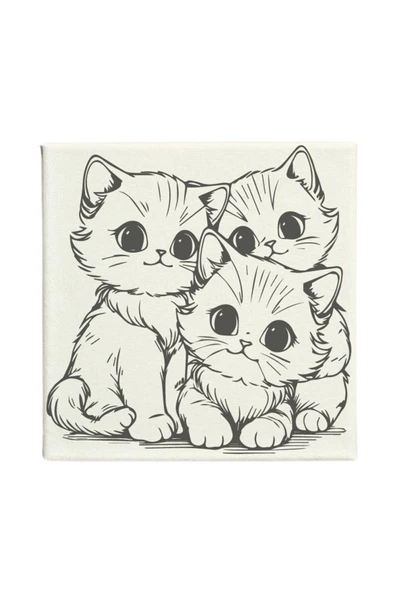 dudugift OKUL Etkinliği-2'li Tuval Boyama Seti. 20x20 Cm Uv Baskı 6 Akrilik Boya 1 Fırça-model-171 - 2