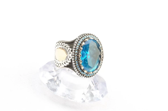 Aquamarine Taşı Gümüş Yüzük 16,50 Gram