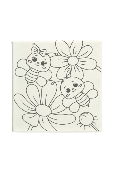 dudugift OKUL Etkinliği-2'li Tuval Boyama Seti. 20x20 Cm Uv Baskı 6 Akrilik Boya 1 Fırça-model-168 - 2