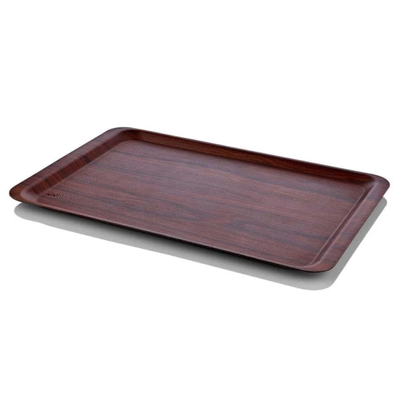 ErkoPlas ERKO0254 Verzalit Servis Tepsisi-37X53 cm-kaymaz yüzeyli-ahşap desenli 10 Adet - 2