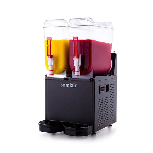 Samixir SLUSH24.B Slush Twin, Granita, Meyve Suyu Dispenseri, 12+12 L, Siyah