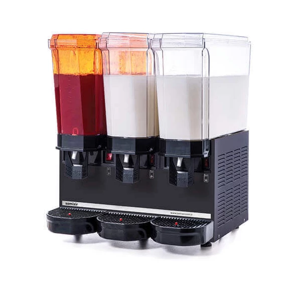 Samixir 60.SMMB Klasik Triple Soğuk İçecek Dispenseri, 20+20+20 L, Fıskiye-Karıştırıcı-Karıştırıcı, Siyah