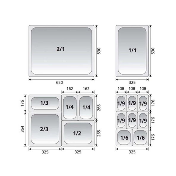 Bilge Gastronom Küvet - GN 2/1*40 standart küvet - 2