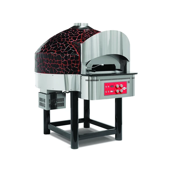 Empero EMP.SPO.04-BR-LPG Gazlı Döner Tabanlı Pizza Fırını 6 Pizza Kapasitel - Siyah, Kırmızı  LPG'li