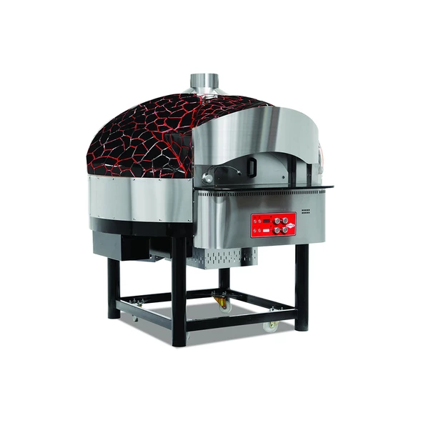 Empero EMP.SPO.02-BR-NG Gazlı Döner Tabanlı Pizza Fırını 9 Pizza Kapasiteli - Siyah, Kırmızı  Doğalgazlı
