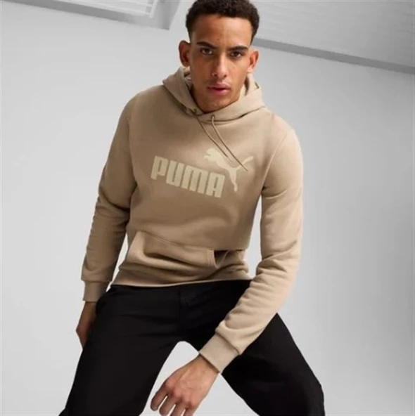 Puma Ess Big Logo Hoodie Erkek Bej Kapüşonlu Sweatshirt - 586689 13 - 4