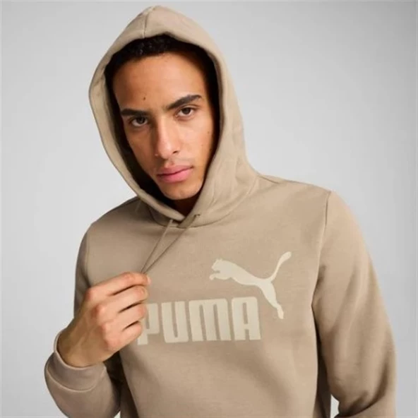 Puma Ess Big Logo Hoodie Erkek Bej Kapüşonlu Sweatshirt - 586689 13 - 4