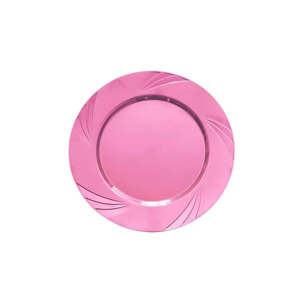 Kullan At Parti Davet Sunum Servis Plastik Sert Mika Tabak - 26 Cm. - Pembe - 6 Adetlik 3 Paket - 3