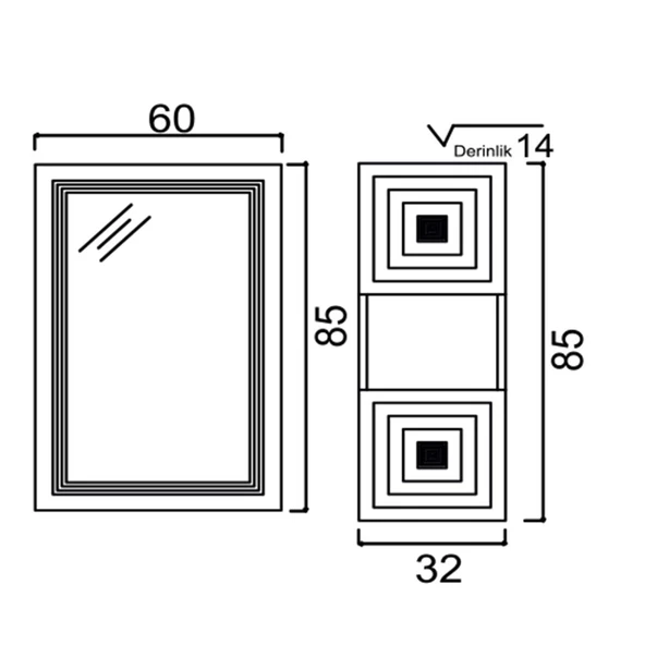 Denko Burcu 120 cm MDF Bej Banyo Dolabı Aynalı Üst Modülü - Resim 3