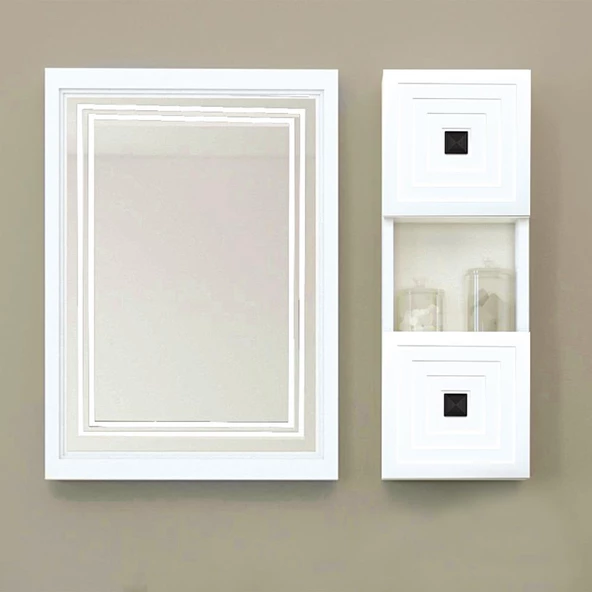 Denko Burcu 120 cm MDF Bej Banyo Dolabı Aynalı Üst Modülü ürün görseli