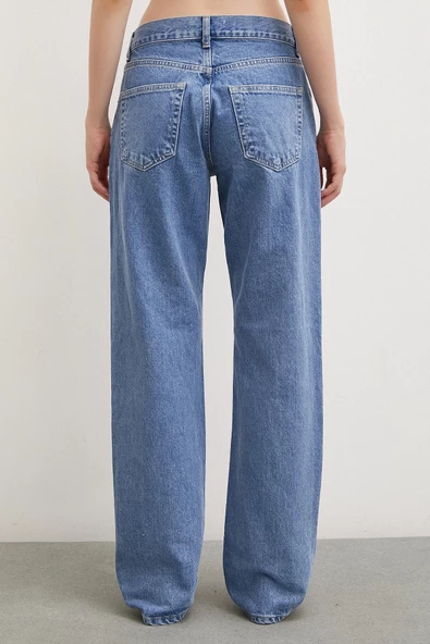 Beş Cepli Boru Paça Jean Mavi - 6