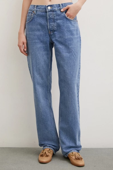 Beş Cepli Boru Paça Jean Mavi - 5