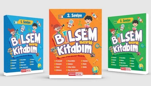 Kırmızı Beyaz Bilsem Hazırlık Kitabım (1-2-3 Seviye)