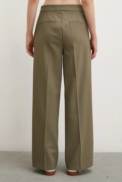 Geniş Paça Pantolon Haki - 6
