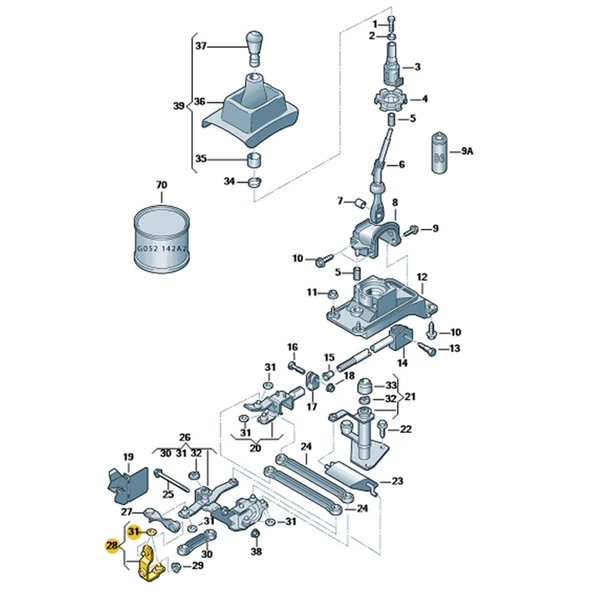 Seat Leon 2000-2005 Manuel Vites Tamir Kolu 1J0711046A - 6