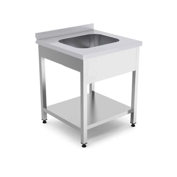 Empero EMP.E.76085-1ET Tek Evyeli Alt Raflı Tezgah 700*600*850 ürün görseli 1