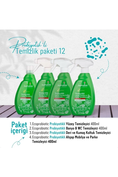 Ecoprobiotic Avantajlı 4lü Probiyotikli Temizlik Ürünleri Fırsat Paketi Yüzey banyo Ve Koltuk